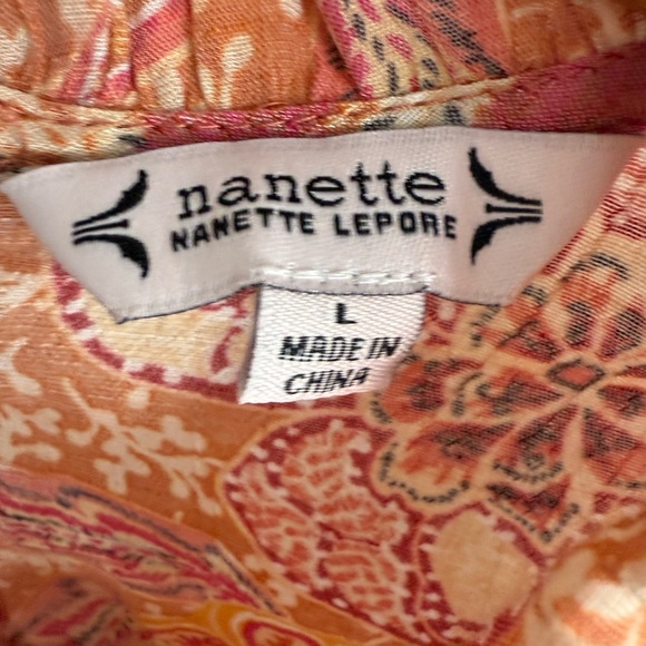 Nanette Lepore Orange Floral Blouse Size Large - Picture 5 of 6